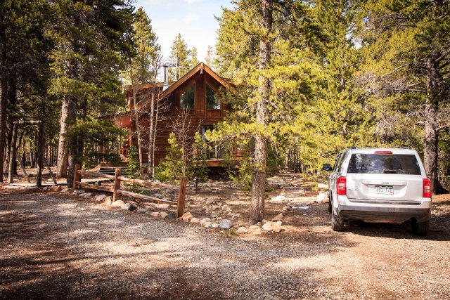 Our rental car outside the cabin